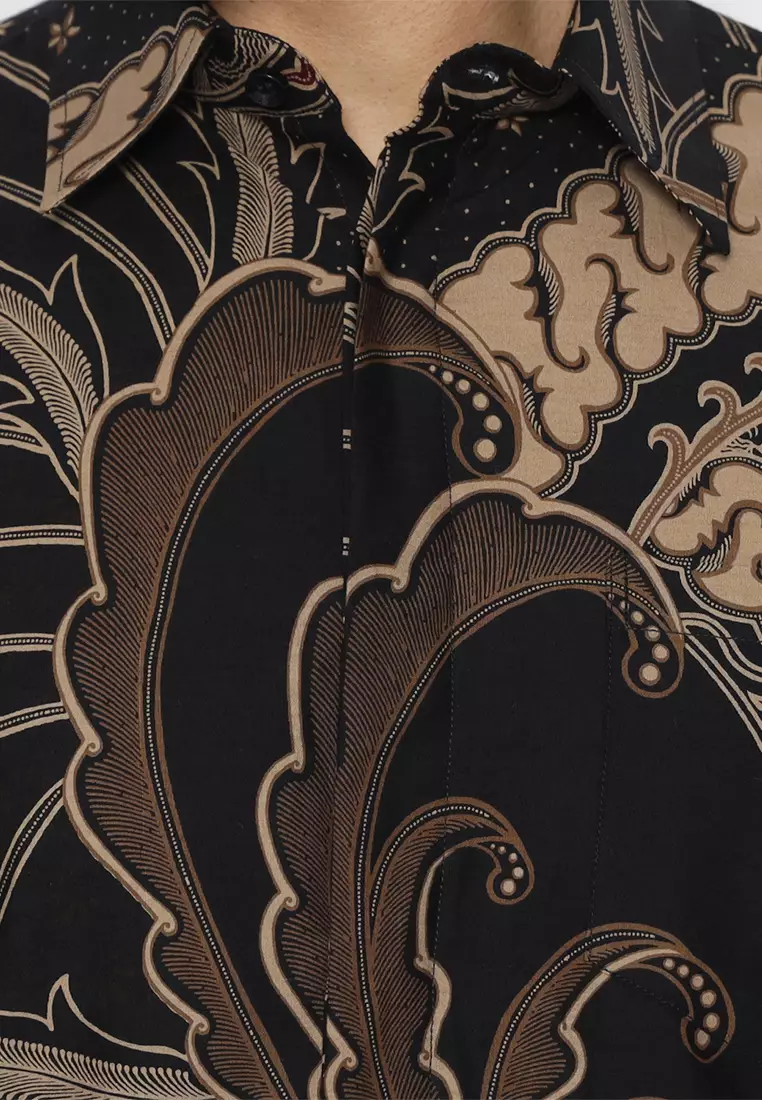 Kemeja Batik Pria Slimfit Brawijaya - Black/Brown