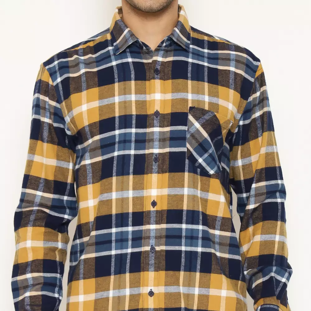 AMK Kemeja Pria Flannel Lengan Panjang SHF KENZO L/S CAMEL