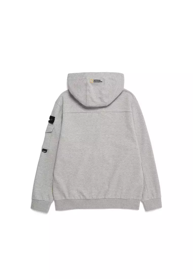 National Geographic Unisex Sleeve Pocket Hooded Zip Up