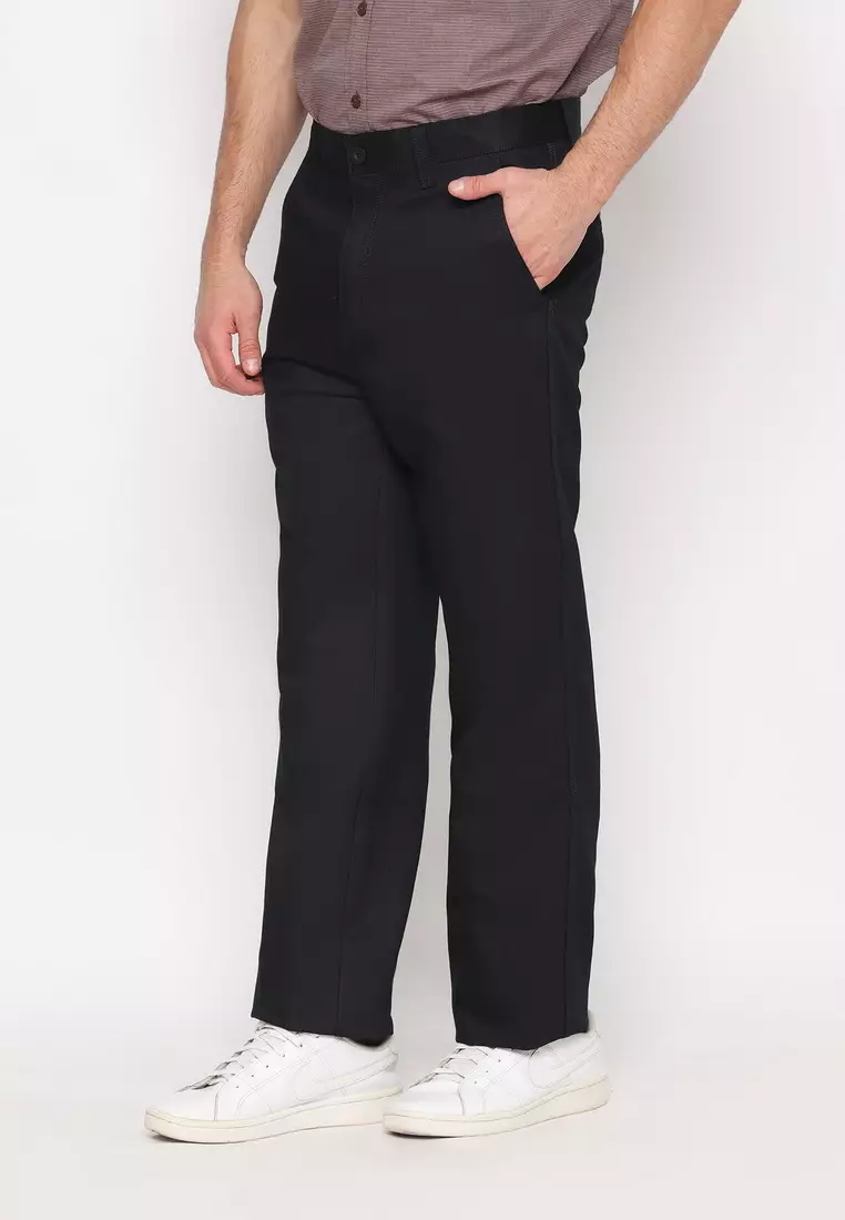 POLICE Celana Panjang Semi Formal Corak Katun Abu Hitam Pria