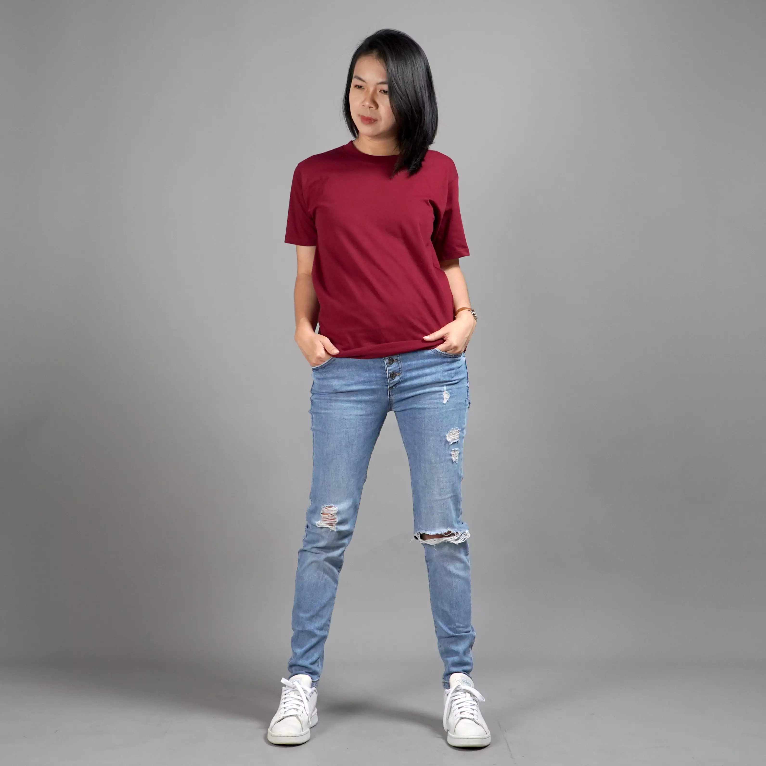  UNILO Size S-BIG Kaos Polos Wanita Basic TShirt Cotton - Marun