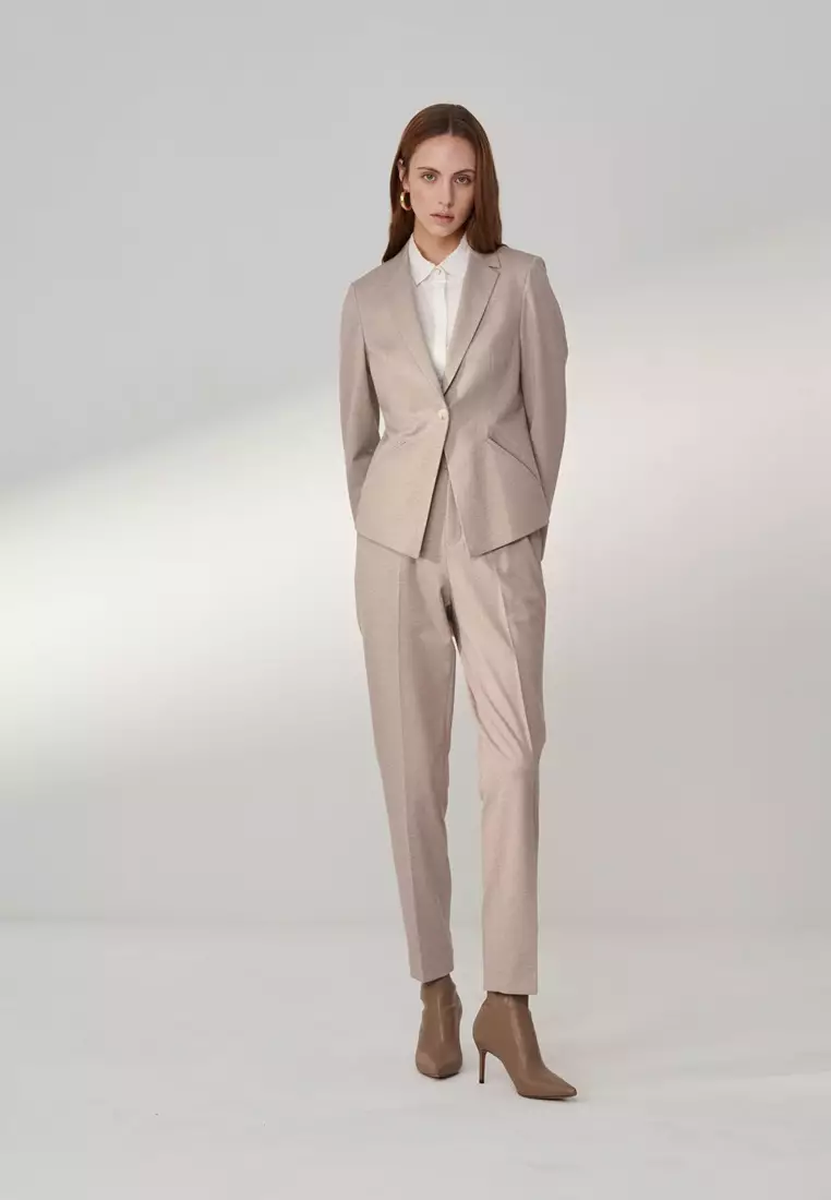 Light Khaki Twill Stretch Jersey Notch Lapel Suit