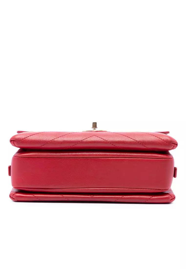 Pre-Loved Chanel Small Cc Chevron Calfskin Envelope Flap