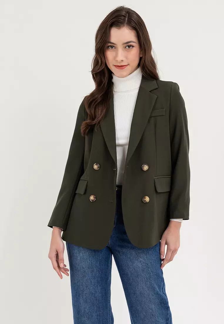 Overlap Back Slit Blazer