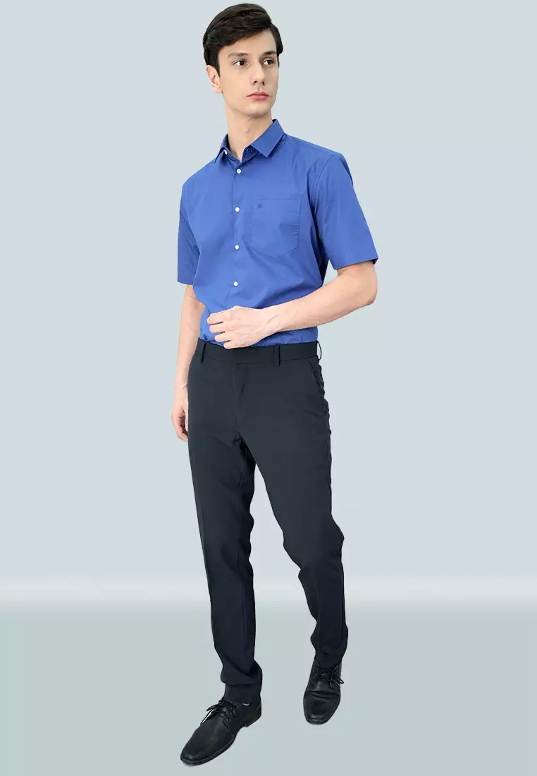 Johnwin - Celana Formal - Celana Pria - Navy - Polyester - Slim Fit - F.1014.010.127.C