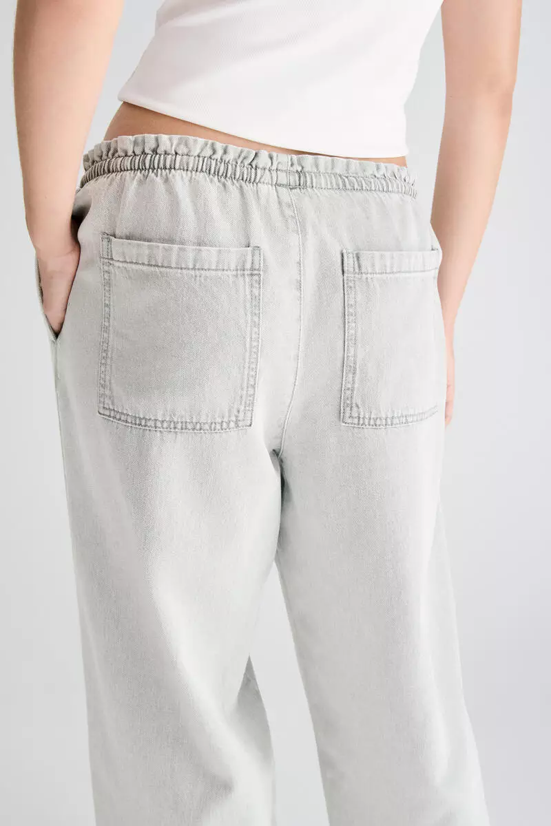 Denim pull-on trousers