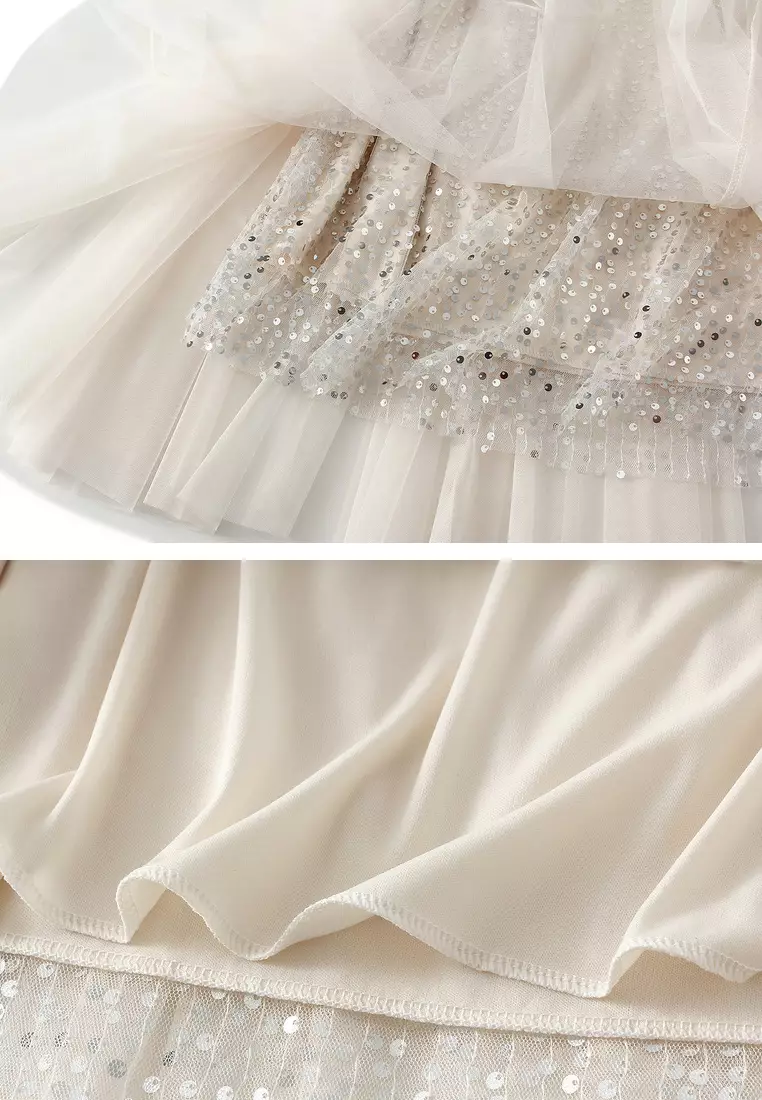 Sequin Mesh A-line Skirt AF-K503