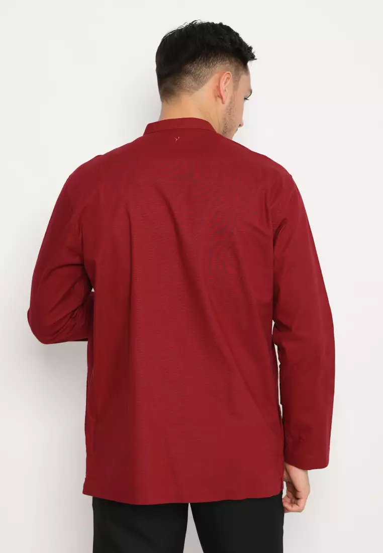 Jobb Haytham Baju Koko Pria Lengan Panjang Regular Fit Maroon