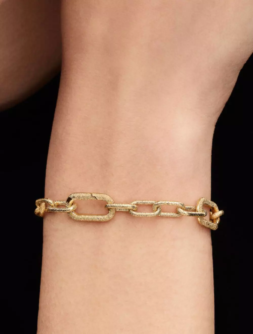 Texture 14k gold-plated link bracelet with 2 openable links