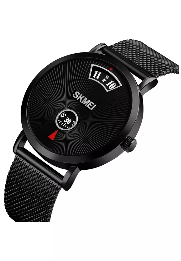 Jam Tangan Casual Analog Pria Waterproof Strap Tali Material Stainless Steel EI89 ORIGINAL