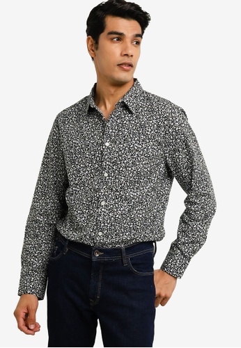 H&M black and multi Easy-Iron Shirt Slim Fit 605F3AA5903E42GS_1