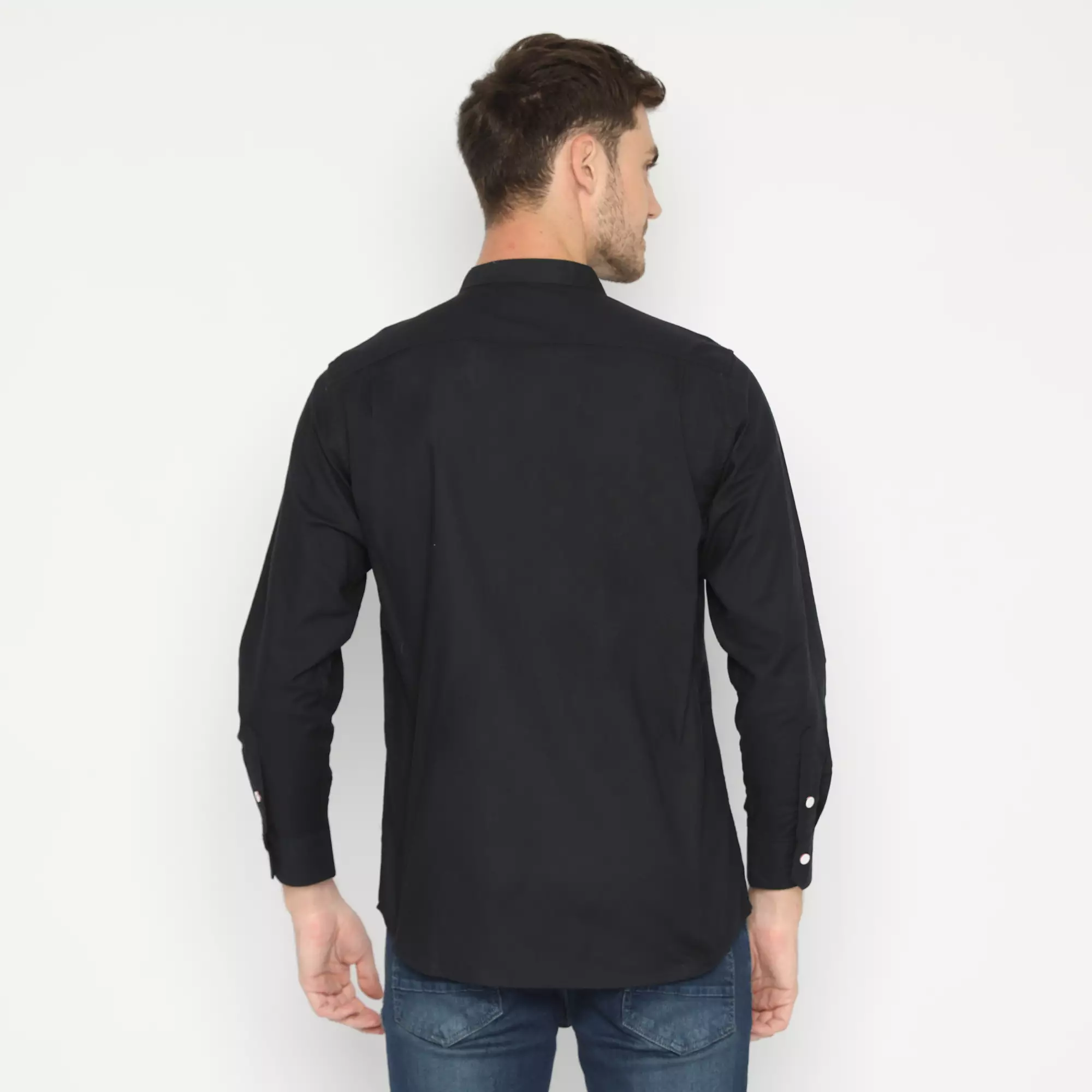 Platini Kemeja Pria Koko Shanghai Lengan Panjang Hitam 22017