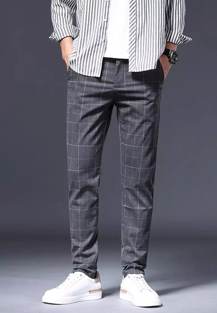 Checked Slim Fit Suit Pants