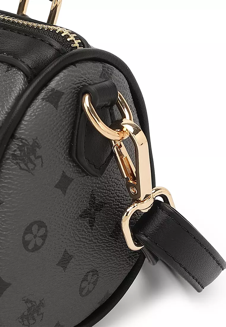 Women's Monogram Top Handle Bag / Sling Bag / Crossbody Bag - Black