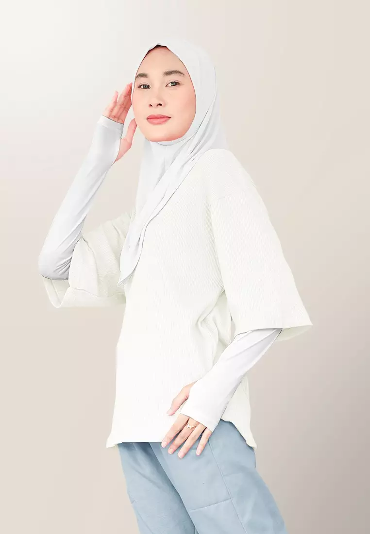 Zelena - Tavia Waffle Tshirt Pocket | Kaos Wanita Pria Olahraga Basic - Broken White