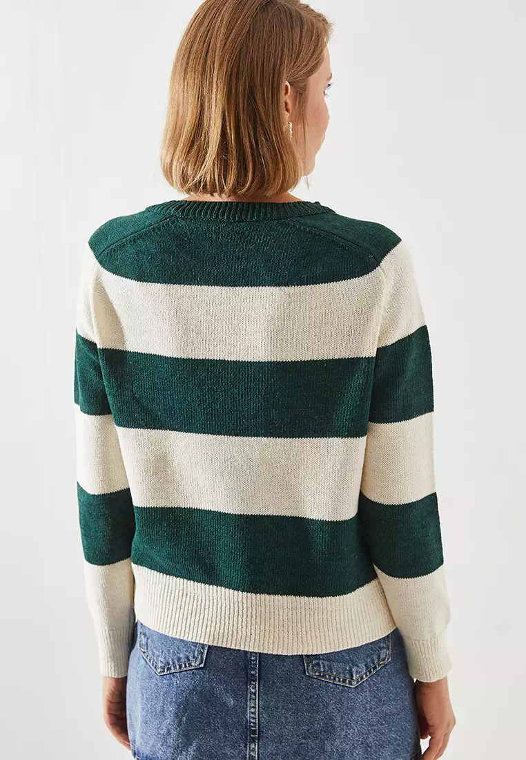 Stripe Raglan Sleeves Sweater