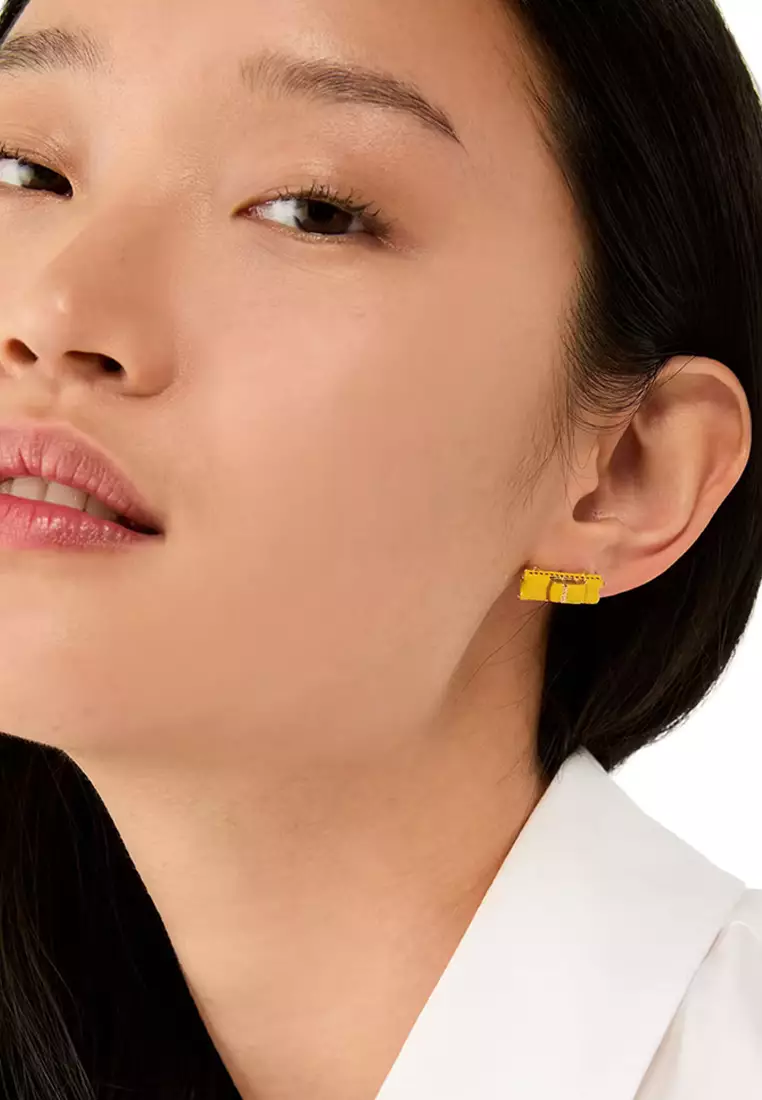 Hit The City Taxi Studs Earrings in Yellow Multi KJ702