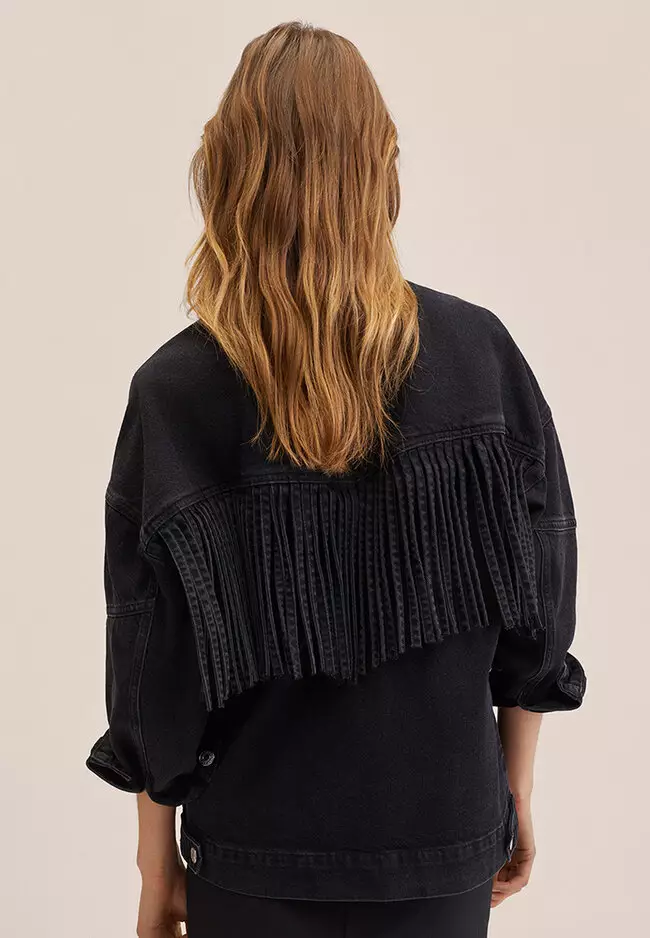 mango fringed denim jacket