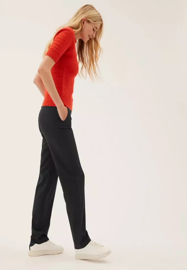 Straight Leg Trousers With Stretch