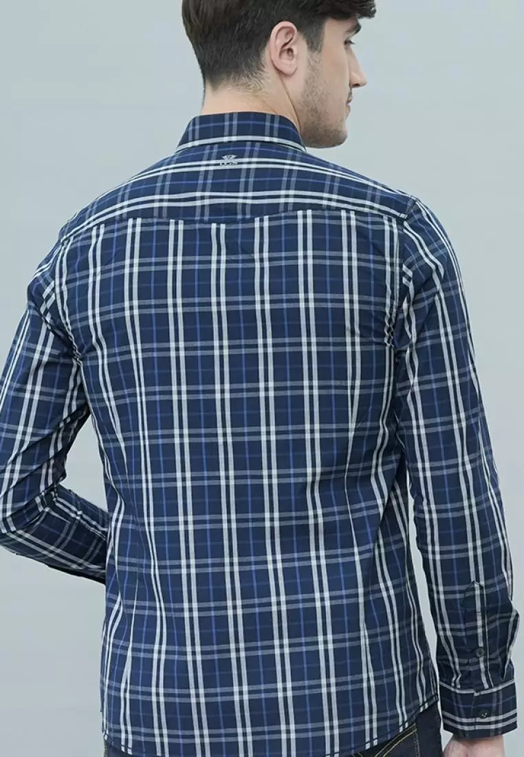 LGS - Kemeja Fashion - Lengan Panjang - Motif Kotak - Biru - JSH.390.S1079F.967.C-L/S