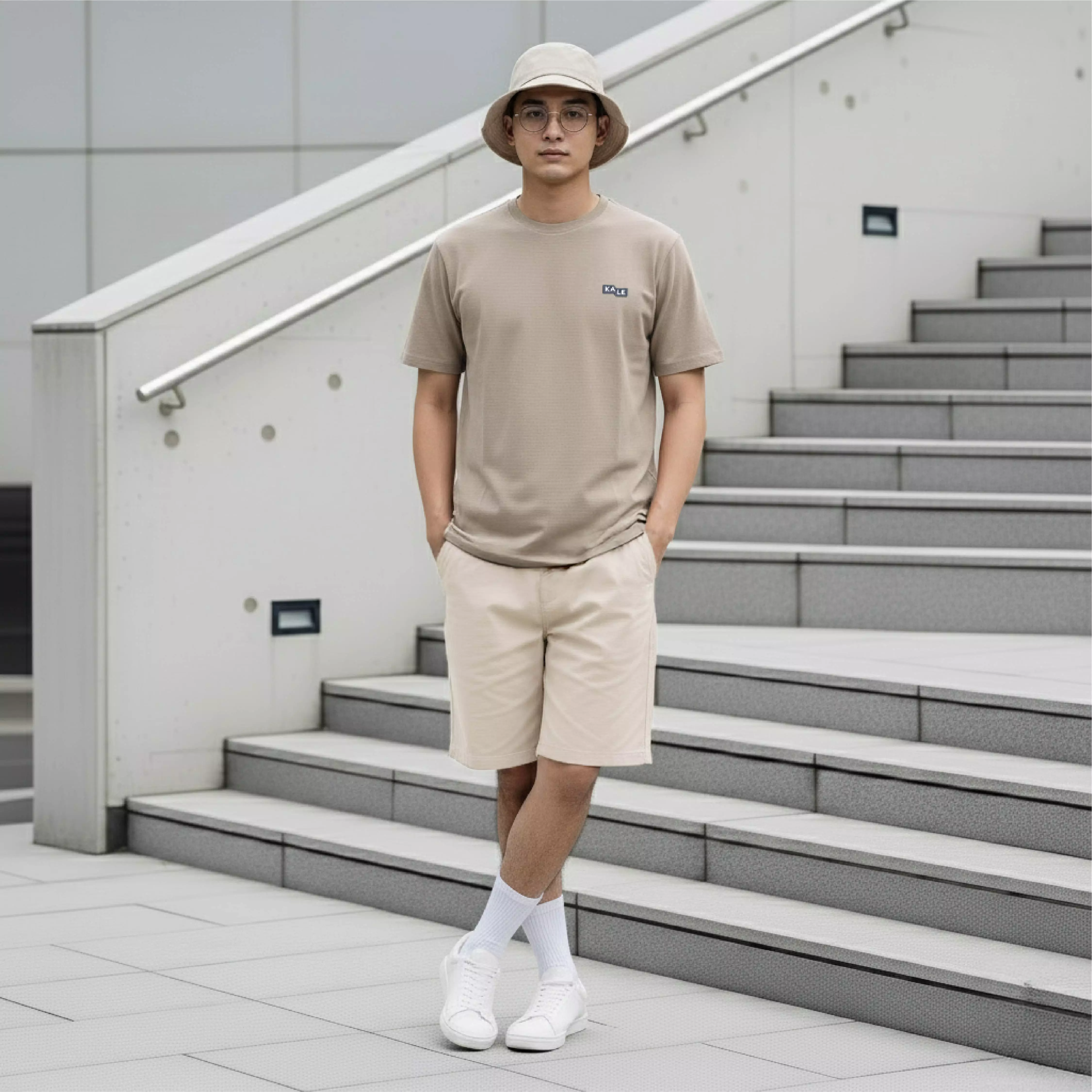 Kale PLUTO LIGHT BROWN T-shirt Cotton Cloudy Boxy Fit - Kaos Korea - Atasan Kaos Pria - Kaos Basic Pria