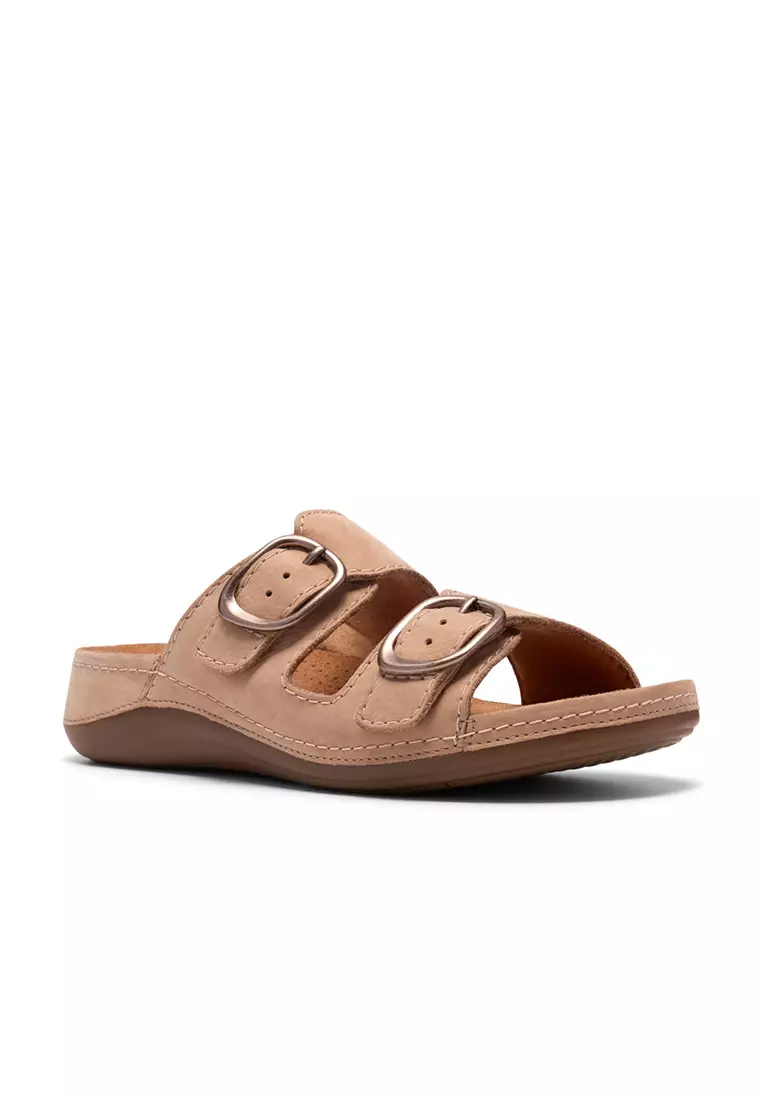 Womens Cecily Step Flat Sandals - Beige Nubuck