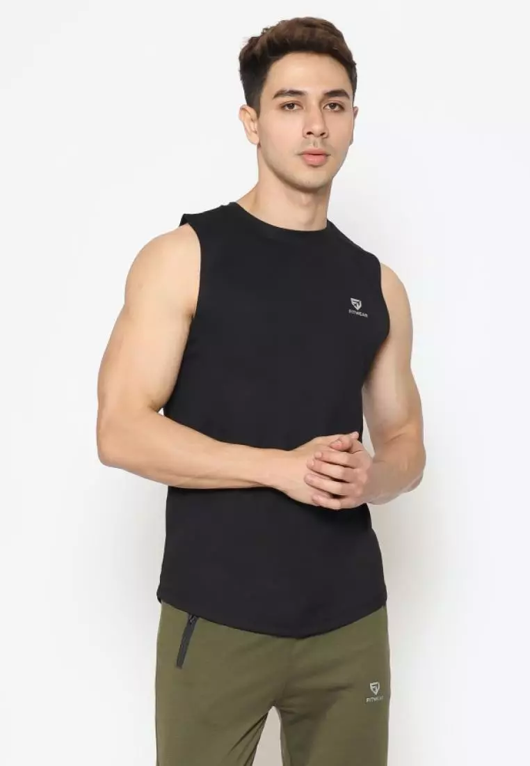 Fitwear - Muscle Tee Olahraga PRIA ADAM DRYFIT - BLACK