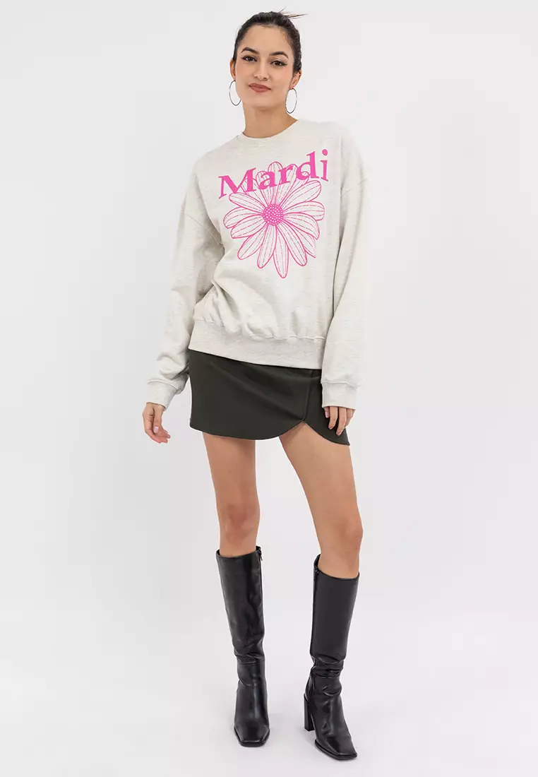 Sweatshirt Flower Mardi _Oatmeal Pink