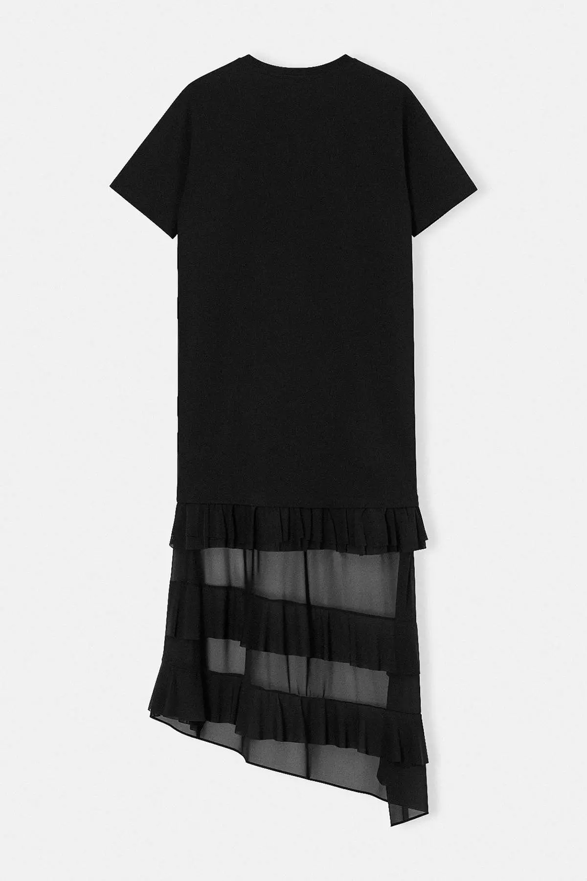 Limited Edition Black Low Arm Short Sleeve Tok 1% Cotton Knitted T-Shirt Dress Twoss26El41