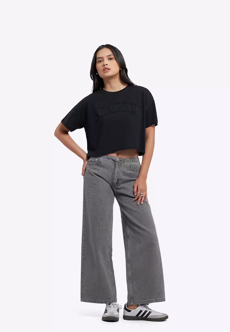 Pattern Details Oversized Crop T-Shirt