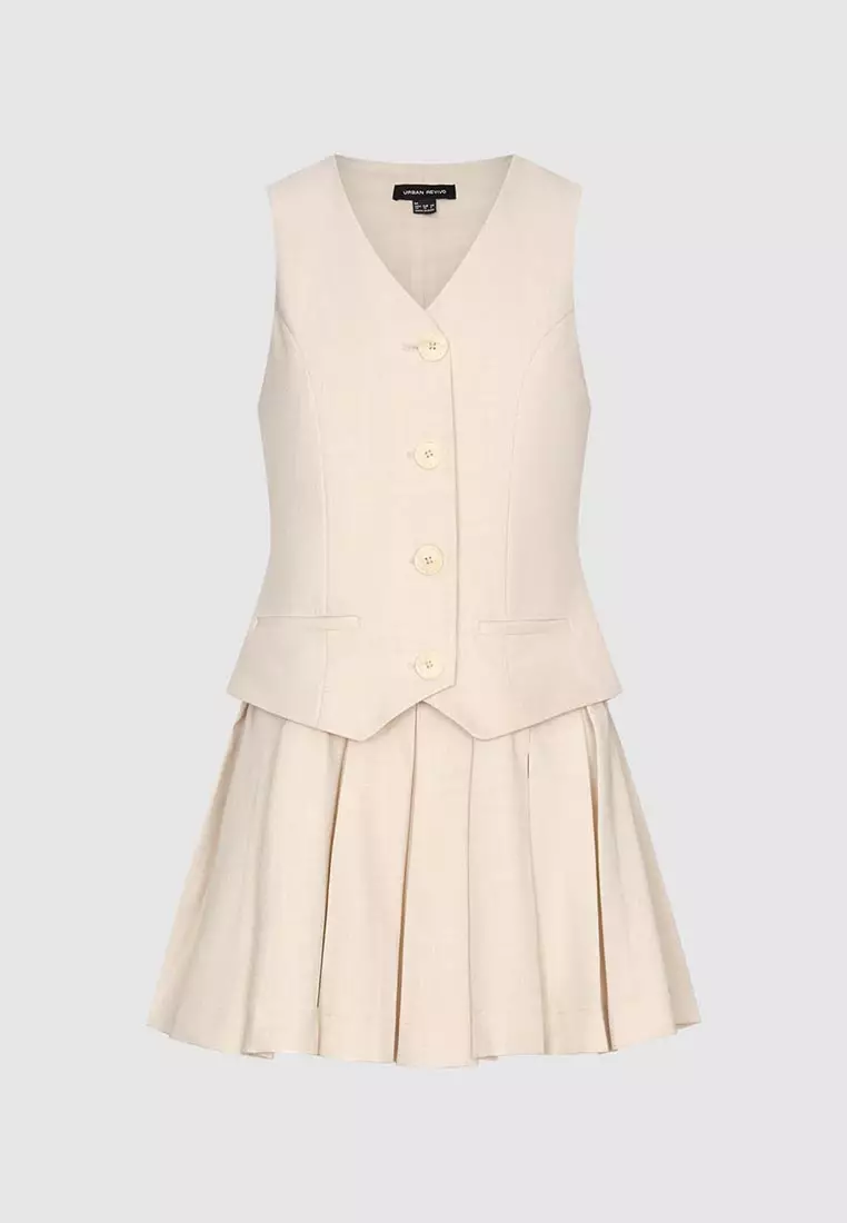 Waistcoat Pleated A-Line Mini Dresses