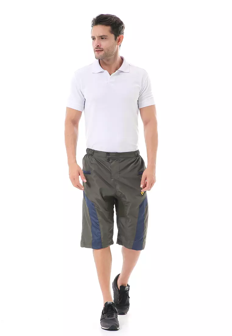 Grissham Celana Pendek Pria Short Pants Kasual Motif List Material Parasut ORIGINAL - Green