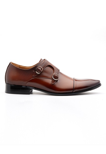 Kings Collection brown Double Buckle Dark Brown Cameron Monk Strap Shoes 615E9SHF4558F7GS_1