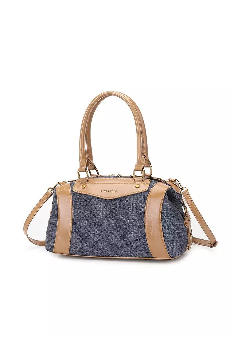 Women's Top Handle Bag / Sling Bag / Crossbody Bag / Shoulder Bag (Tas Tangan Wanita / Tas Selempang Wanita / Tas Bahu Wanita) - Biru / Cokelat