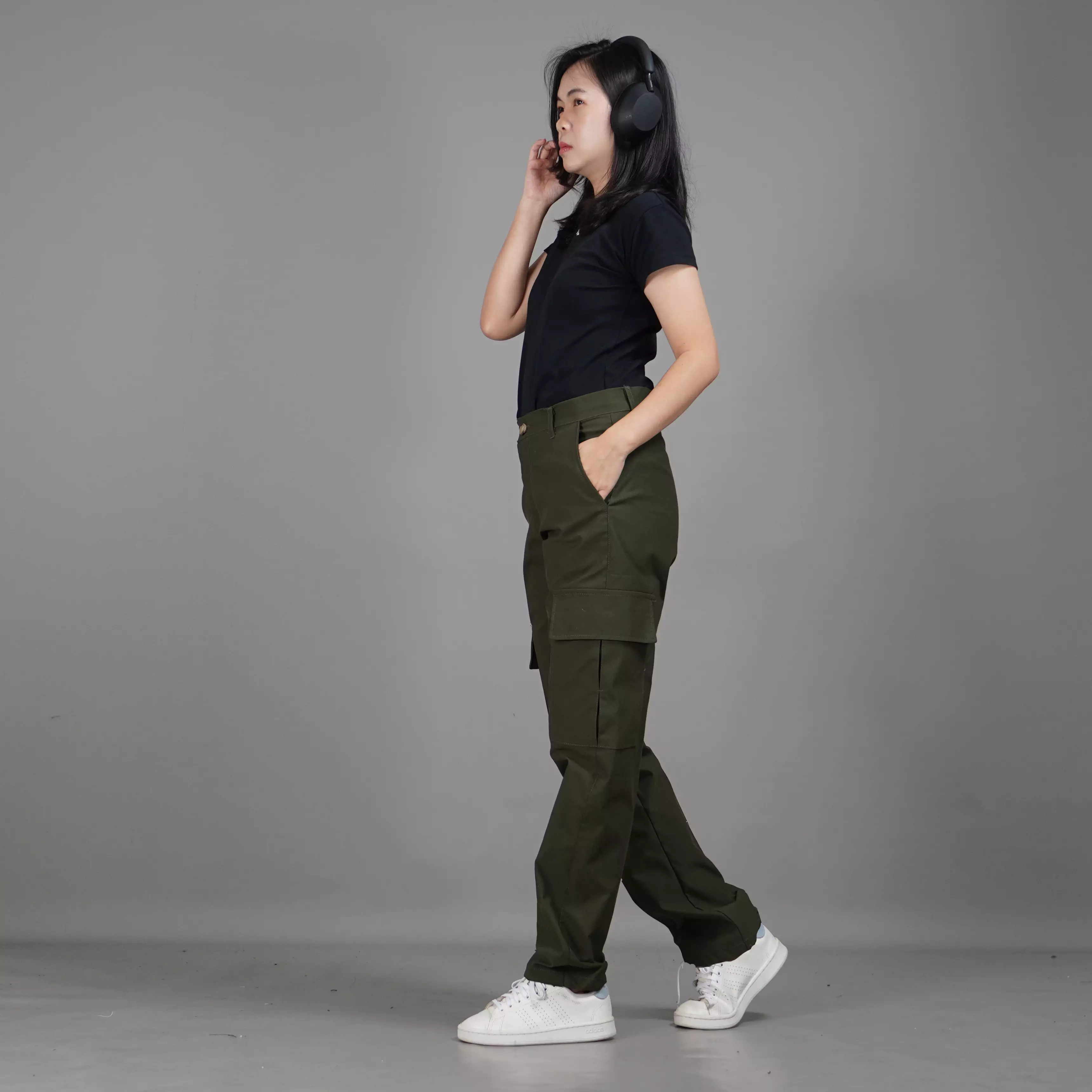  RAYSA Celana Panjang Cargo Celana Cargo Wanita Celana Wanita - ARMY