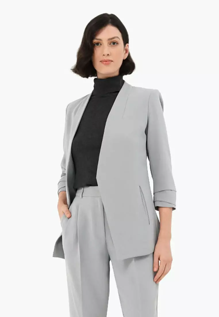 collarless suit jacket blazer no collar