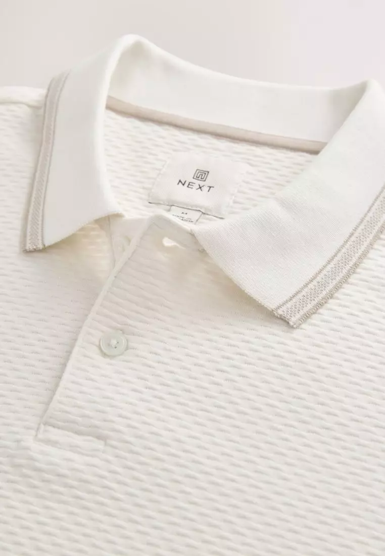 Short Sleeve Textured Quarter Zip Polo Shirts