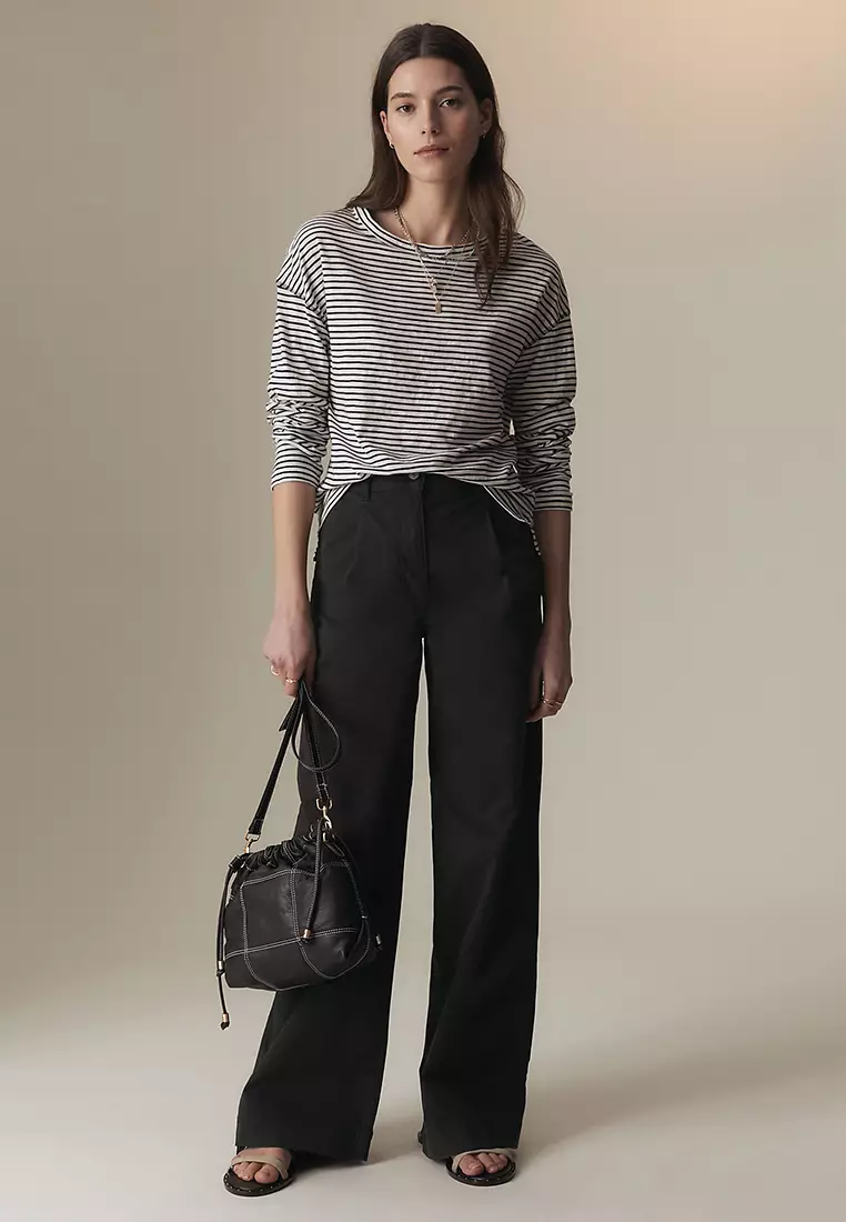 Cotton Rich Pleat Front Wide Leg Chinos