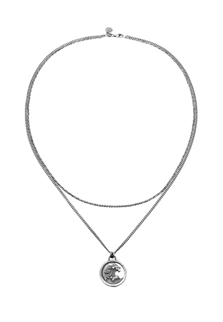 EXCLUSIVE Kalung Perhiasan Perak 925 Pria Layer Coin Tide