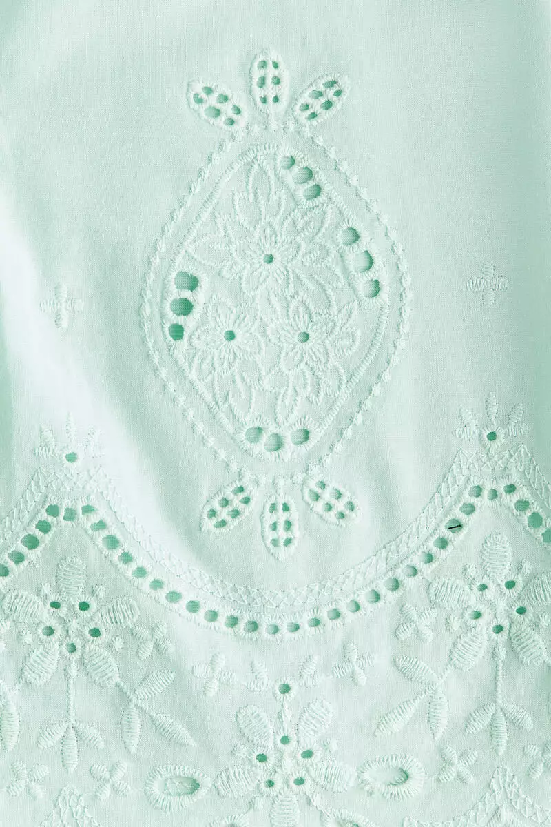 Flared-skirt broderie anglaise dress