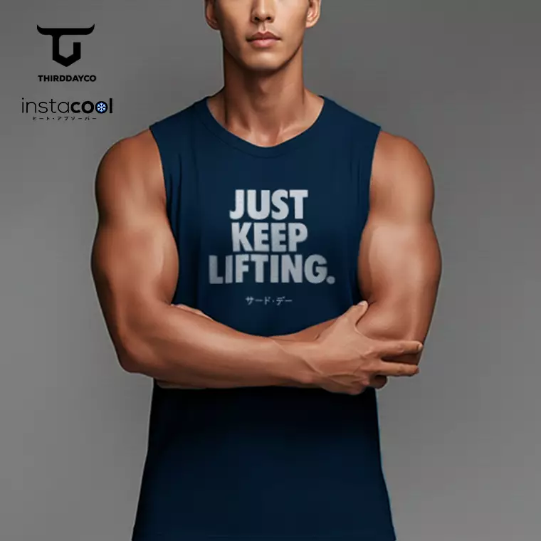 THIRDDAY Kaos Sleeveless Pria Tema Gym "just keep lifting" instacool SVN navy MTY05