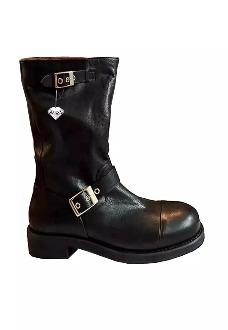 Discount on Twenty Eight Shoes  shoes - SKU: VANSA Fashionable Cow Leather Mid Knight Boots VSW-B-10-12