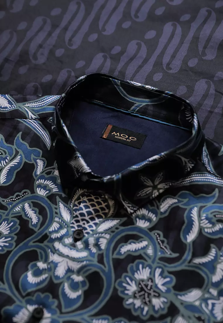 MOC - Kemeja Batik Pria Lengan Pendek Indrayana - Black