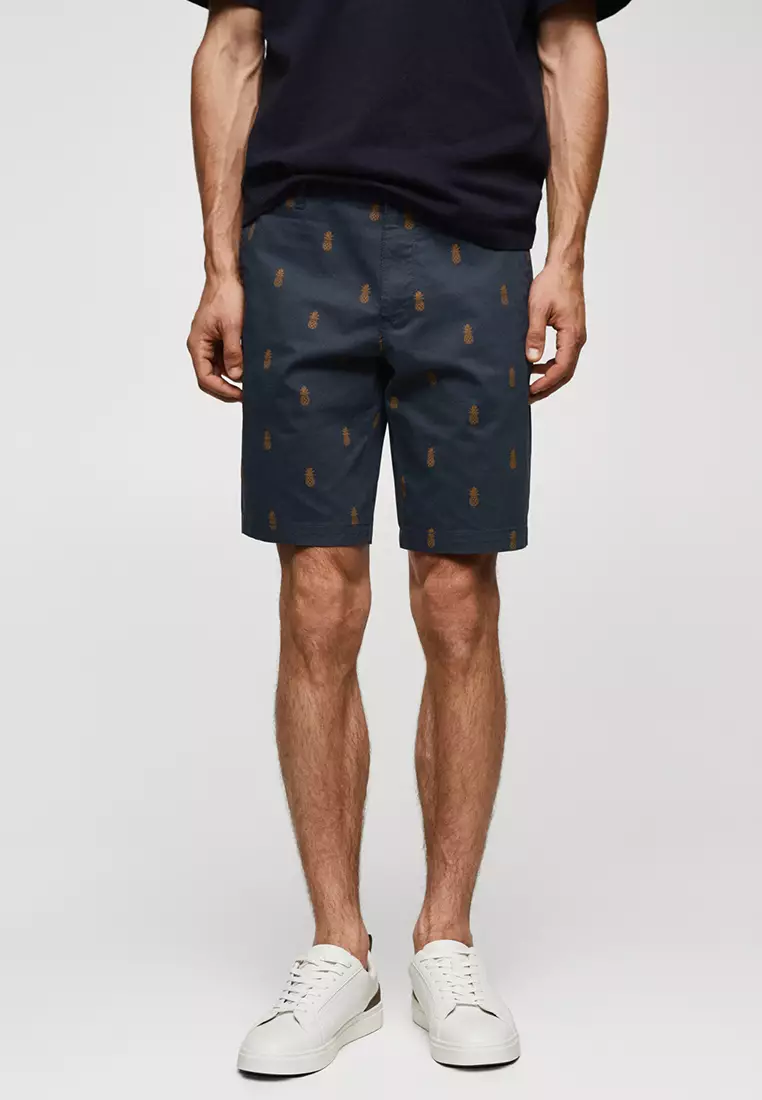 Buy MANGO Man Printed Cotton Bermuda Shorts 2024 Online ZALORA