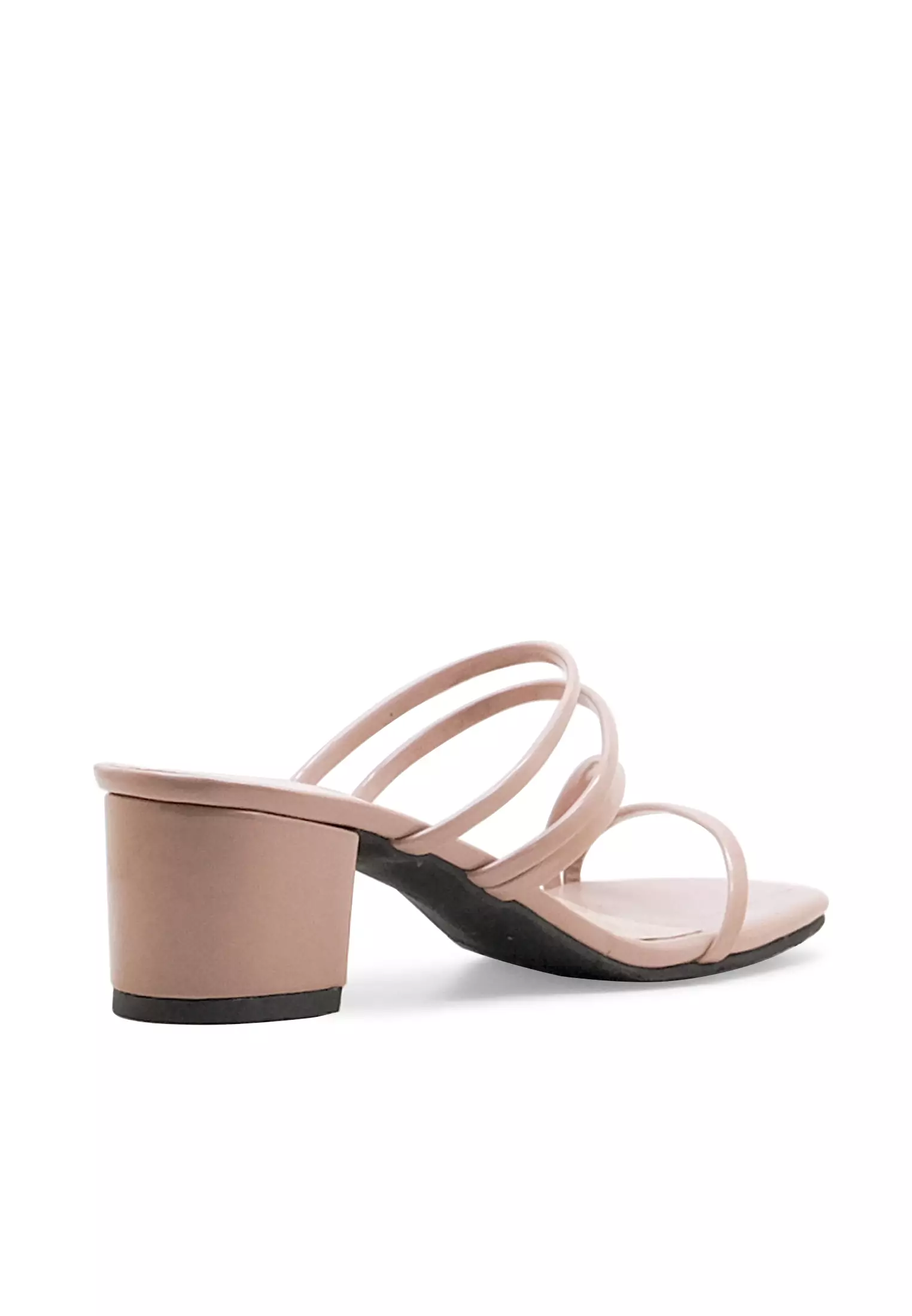 Almond Sandal wanita Tali klassic Eelgan Hak tahu 5 cm - Nude Patent