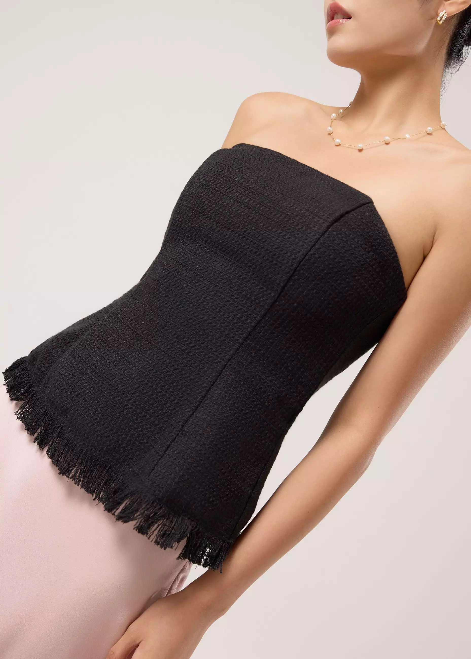 Atasan Wanita - BraFree by LB Lia Tweed Tube Peplum Top