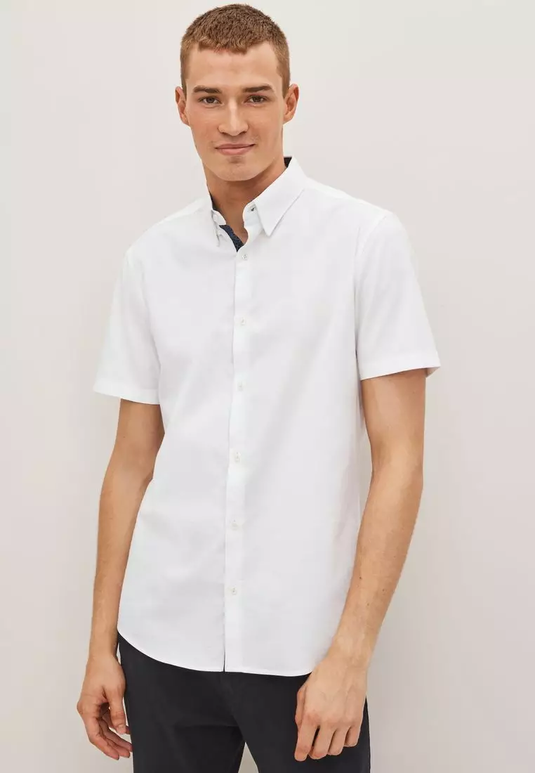 Buy NEXT Stretch Oxford Short Sleeve Shirt 2026 Online | ZALORA