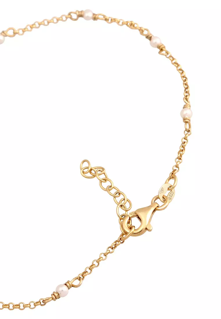 Gelang Kaki Perhiasan Perak 925 Wanita Shell Pearl Gold Plated