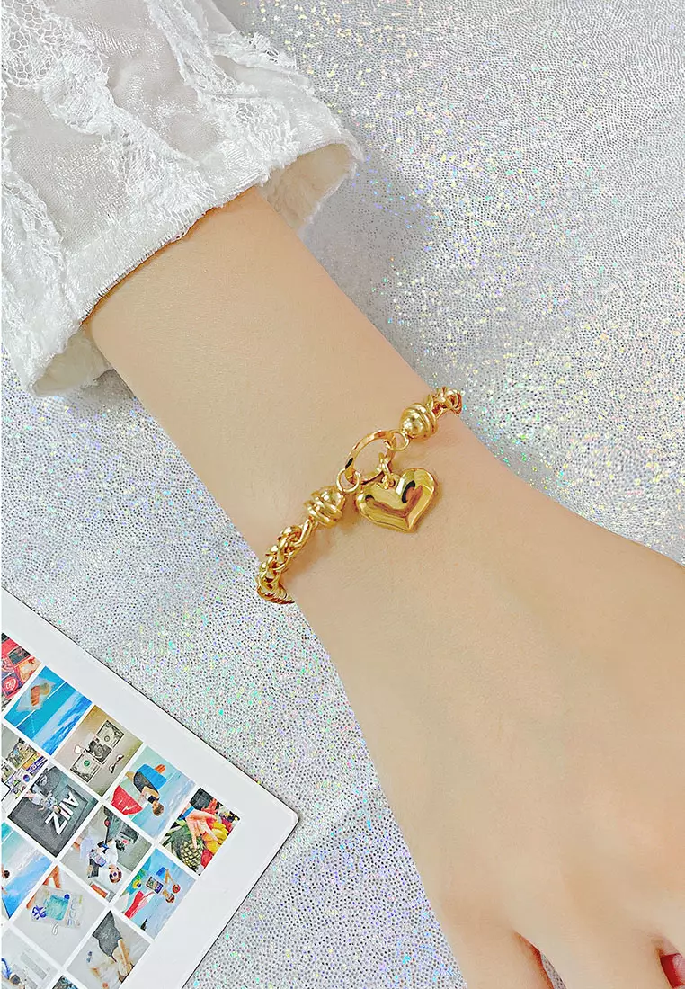 Lovene Heart Love Pendant Kids Bracelet in Gold
