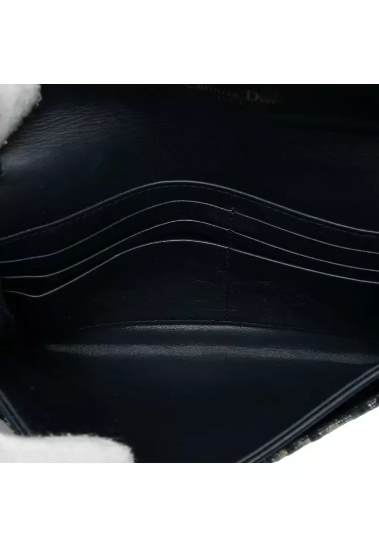 Pre-Loved Dior Oblique Canvas Saddle Wallet On Chain
